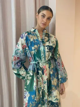 Alemais Loretta Patchwork Shirtdress In Sage Floral Size 16 for rent on The Volte - image 5