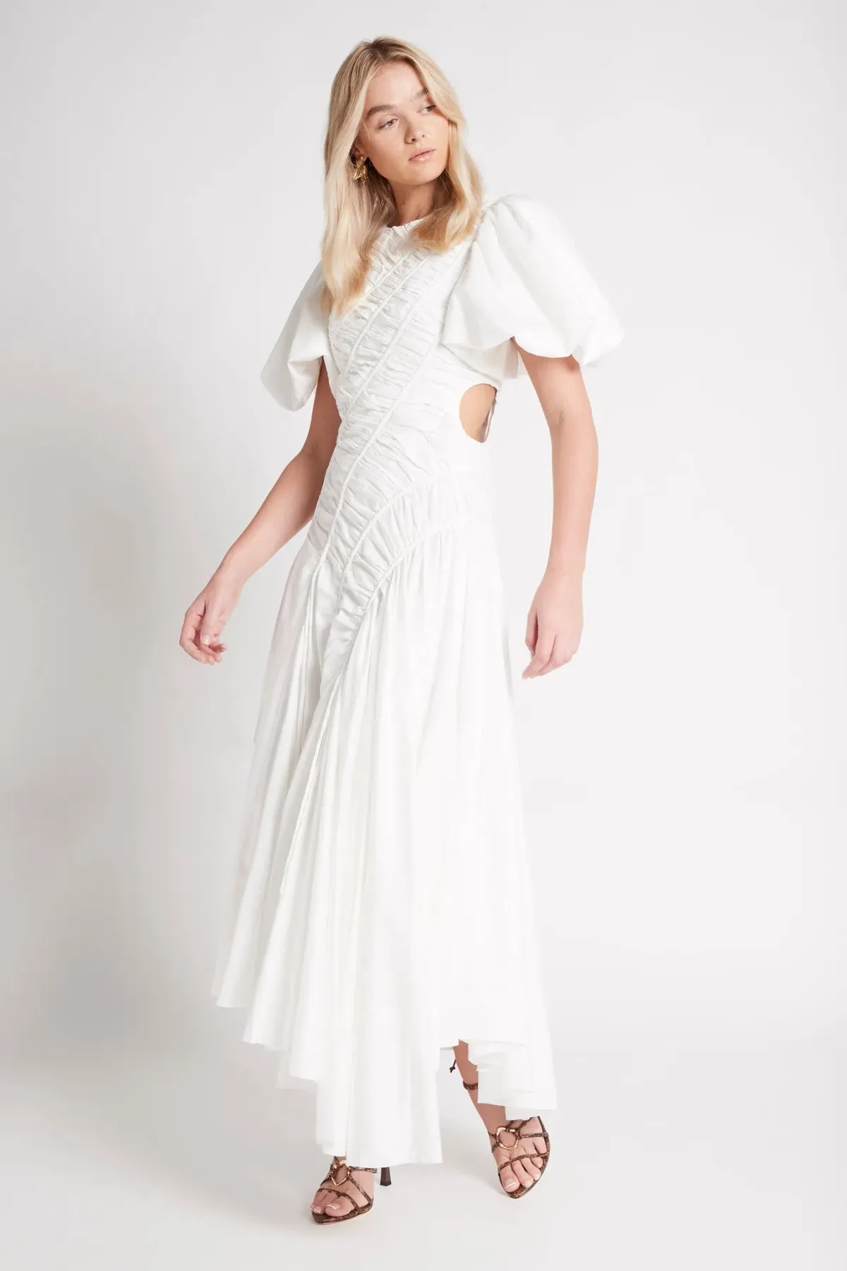 Aje Siren Drawstring Midi Dress Ivory Size 10 - Image 2