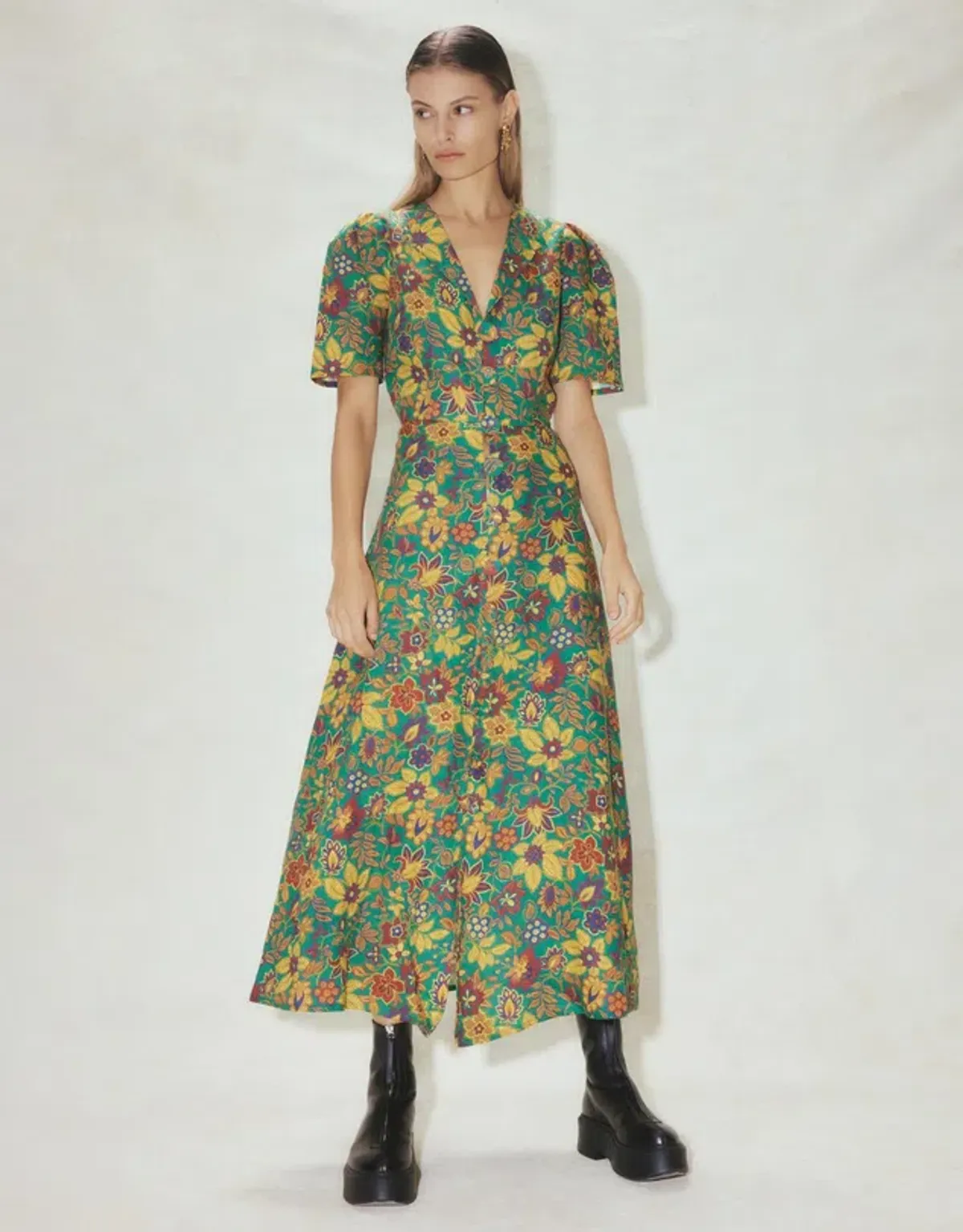 Alemais Isabella V Floral Midi Dress Green Size 8 - Image 3