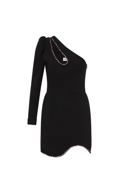 Rebecca Vallance Victoria One Sleeve Mini Dress Black Size 10 for rent on The Volte - image 6