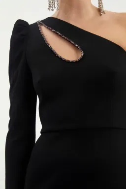 Rebecca Vallance Victoria One Sleeve Mini Dress Black Size 10 for rent on The Volte - image 4