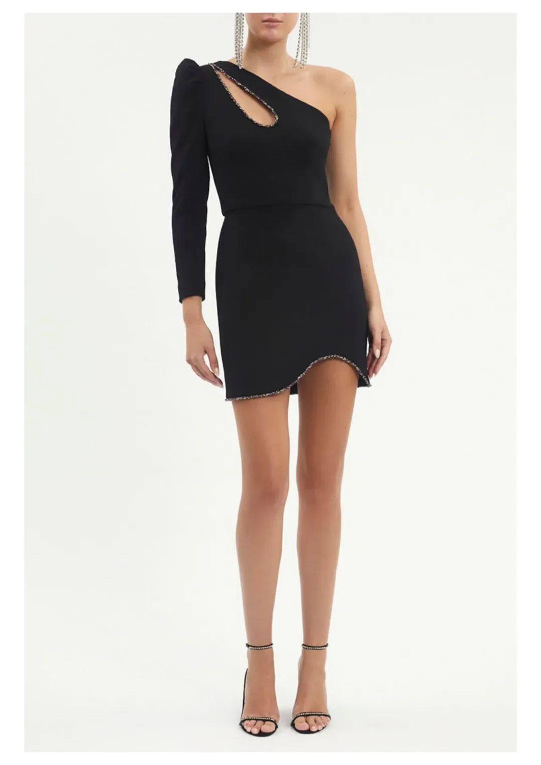 Rebecca Vallance Victoria One Sleeve Mini Dress Black Size 10 for rent on The Volte - main image
