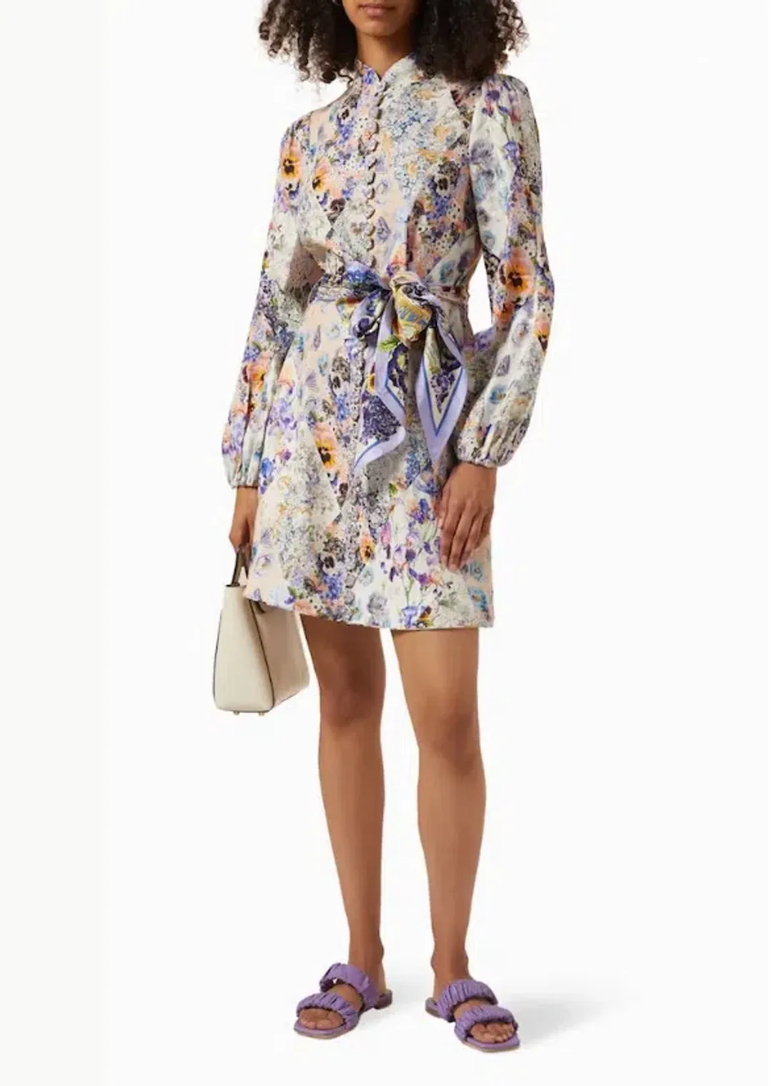 Zimmermann Tama Belted Short Dress Floral Size 4 / AU 16 for rent on The Volte - main image