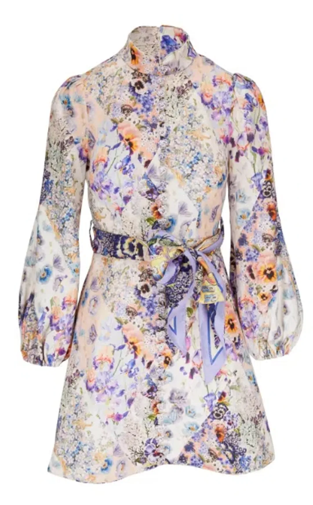 Zimmermann Tama Belted Short Dress Floral Size 4 / AU 16 for rent on The Volte - main image