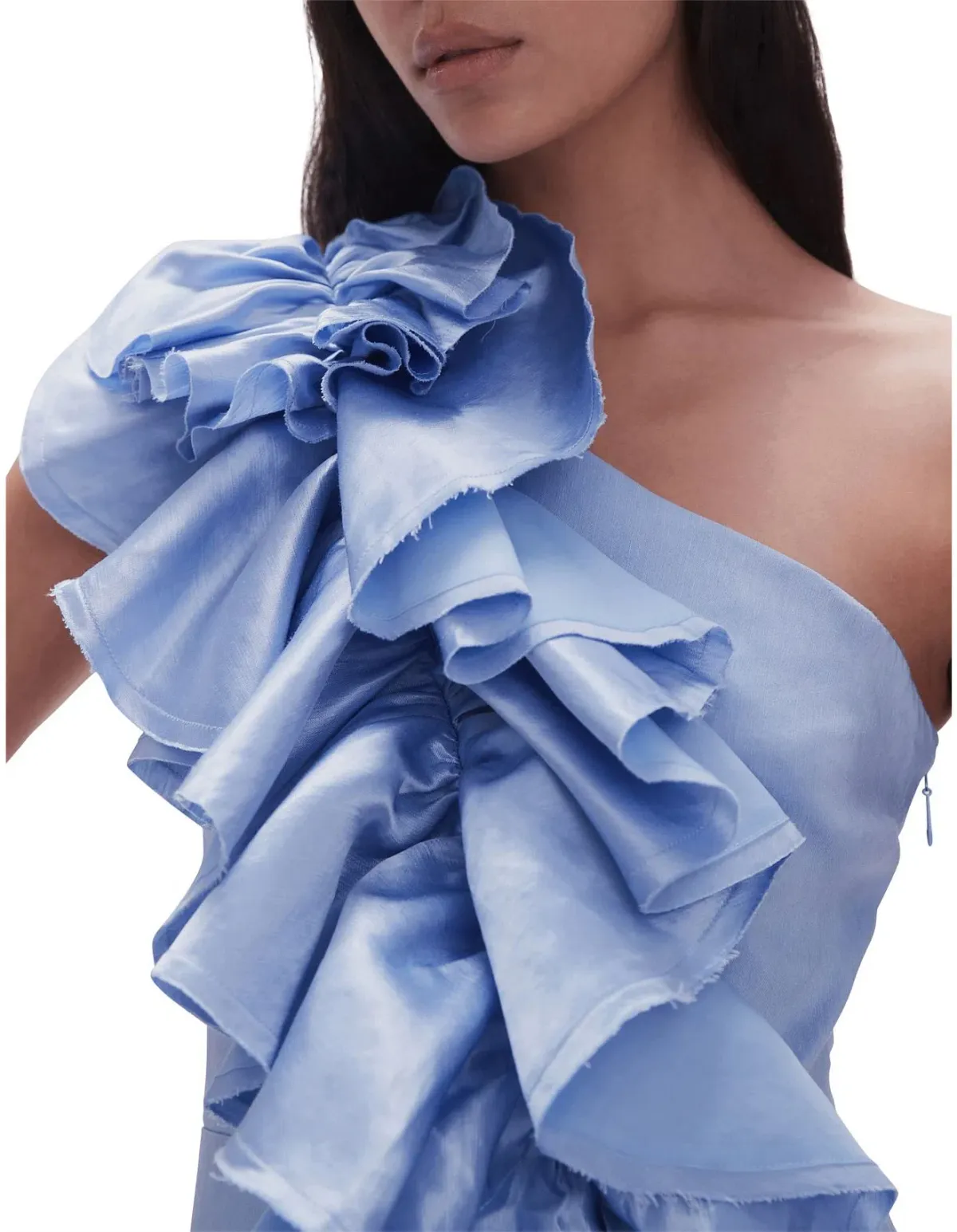 Aje Adelia Ruffle Midi Dress Light Sky Blue Size 12 - Image 2