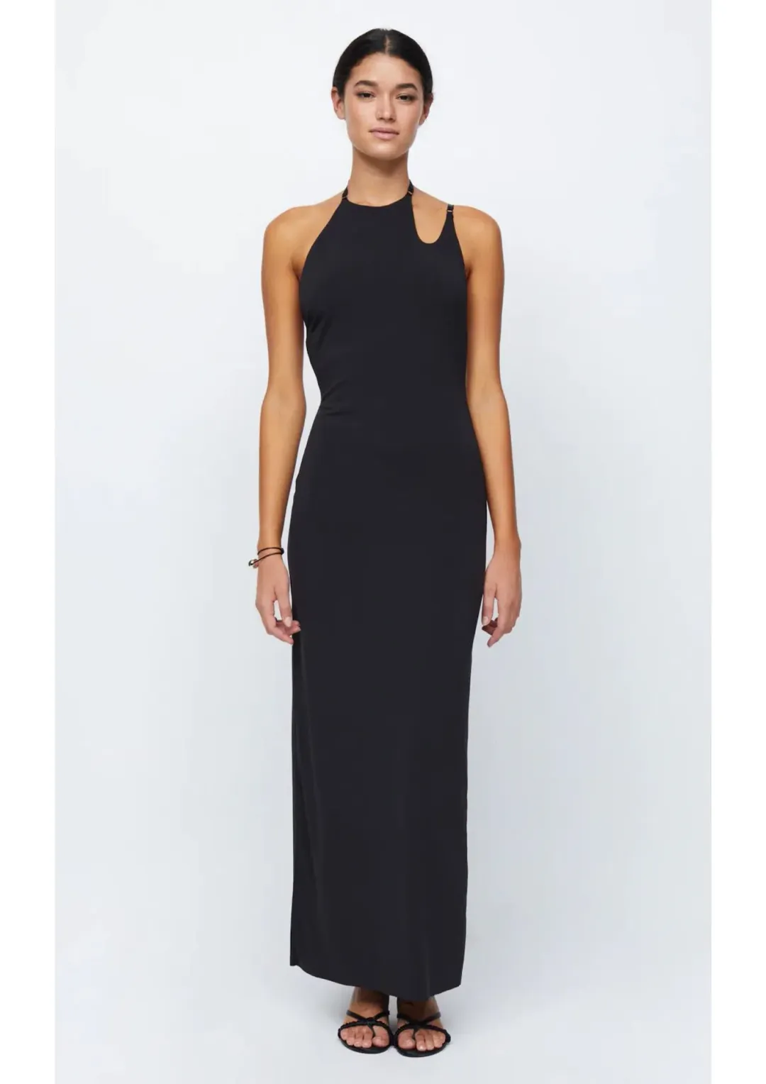 Bec & Bridge Zadie Asym Maxi Cut Out Strap Halter Open Back Dress Black Size AU 8 for rent on The Volte - main image