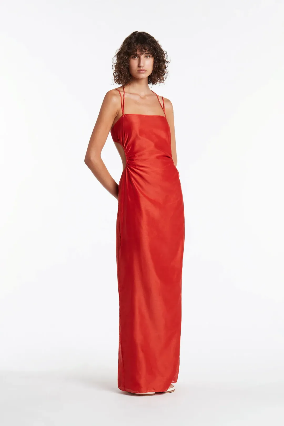 Sir The Label Lucelia Cut Out Midi Dress In Red Size 1 / AU 8 for rent on The Volte - main image