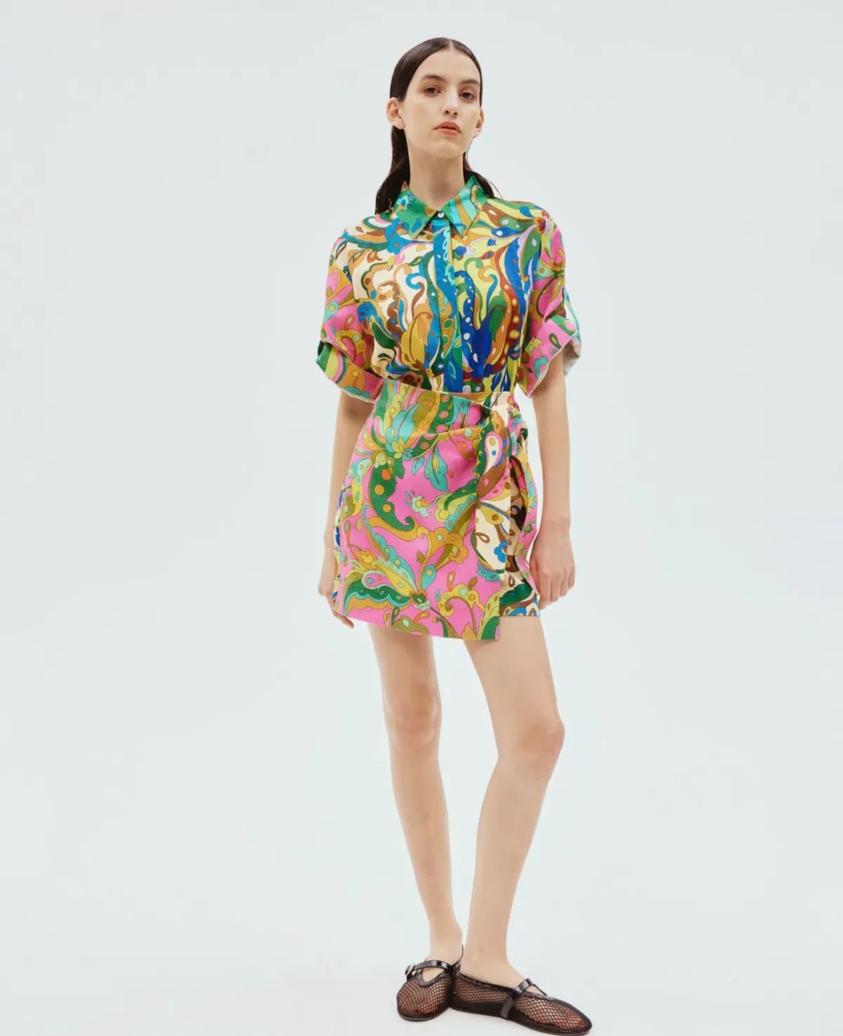 Alemais Yvette Shirt and Sarong Skirt Set Multi Size 6 for rent on The Volte - main image