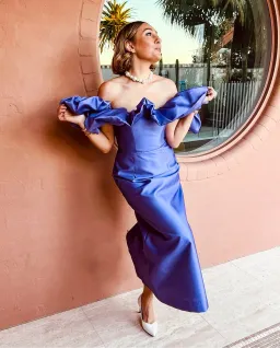 Alemais Suzi Off Shoulder Midi Dress Violet Size 6 for rent on The Volte - image 1