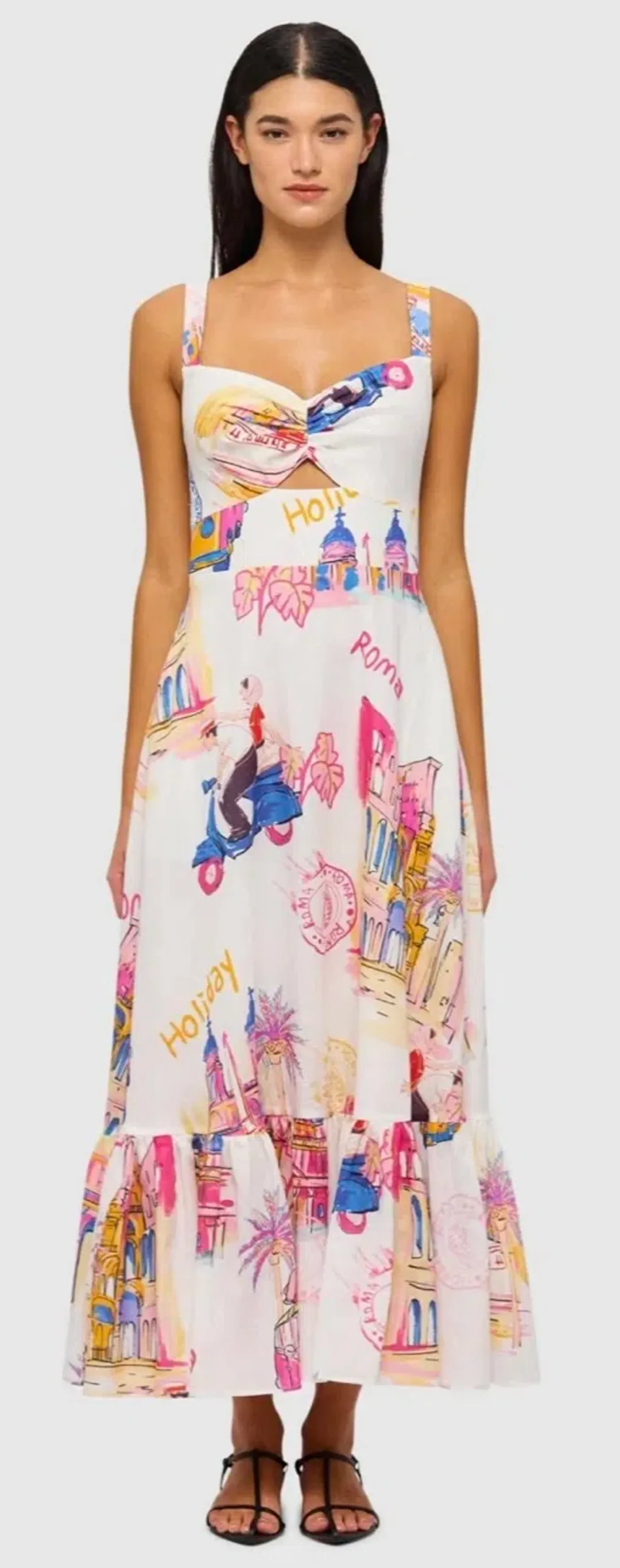 Leo Lin Lexi Ruched Bust Midi Dress in Fiesta Print Size 12 for rent on The Volte - main image
