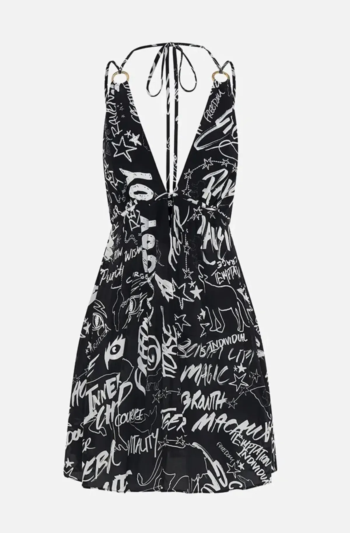 Camilla Spirit Scribble Short Flared Dress With Hardware Size 10 - Image 6