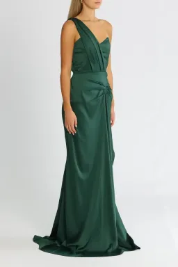 Elle Zeitoune One Shoulder Emerald Gown in Forest Green Size 8 for rent on The Volte - image 2