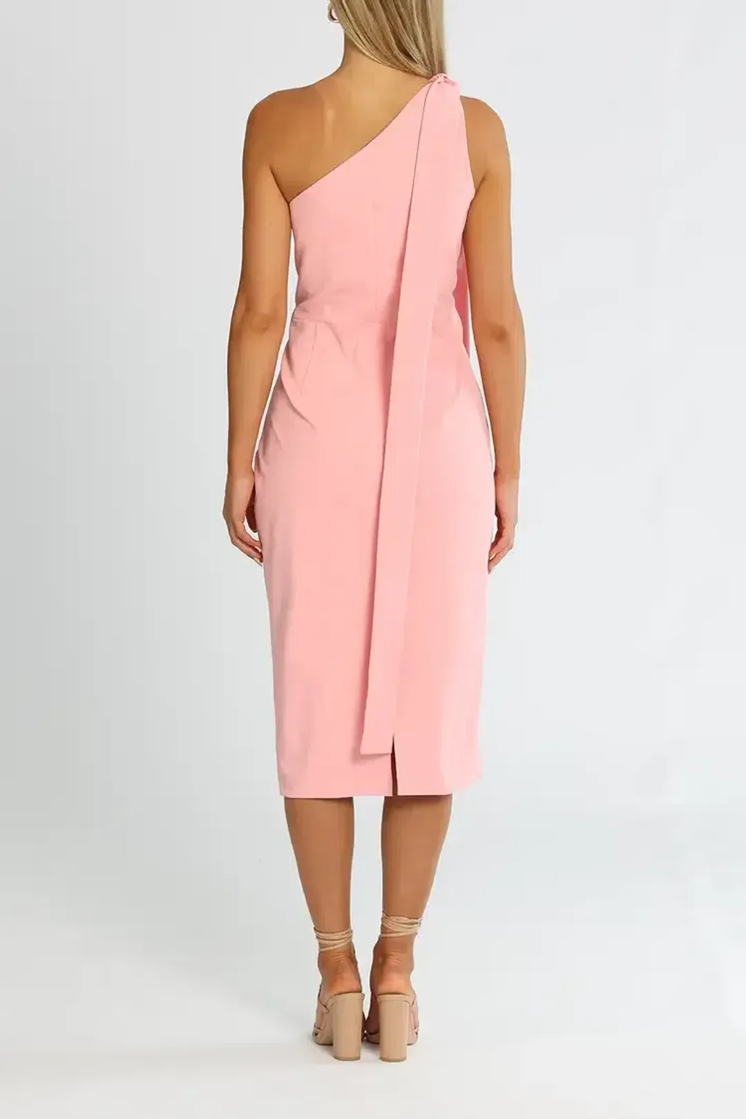 Elle Zeitoune One Shoulder Midi Dress in Pink Size 14 for rent on The Volte - main image