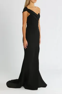 Elle Zeitoune One Sided Off Shoulder Gown in Black Size 6 for rent on The Volte - image 2