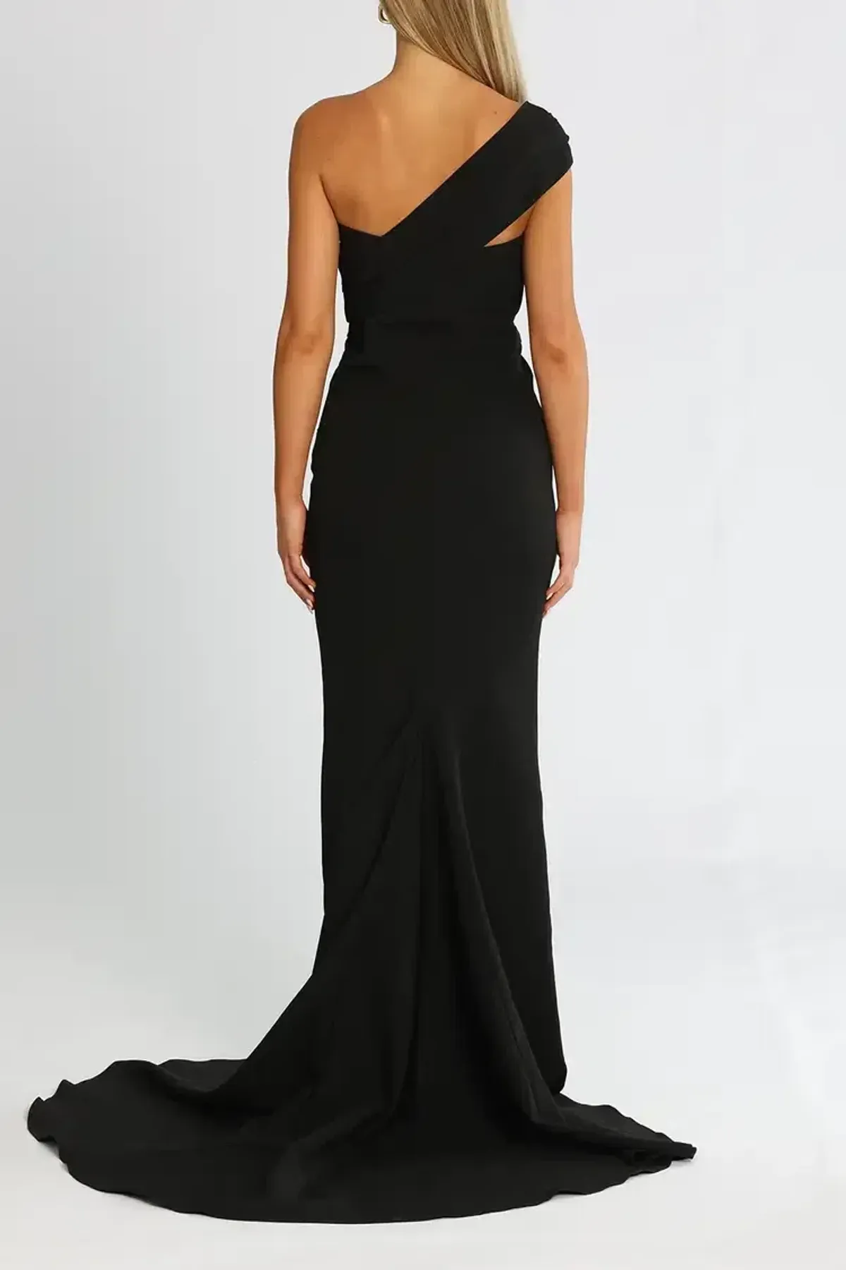 Elle Zeitoune One Sided Off Shoulder Gown in Black Size 6 - Image 3