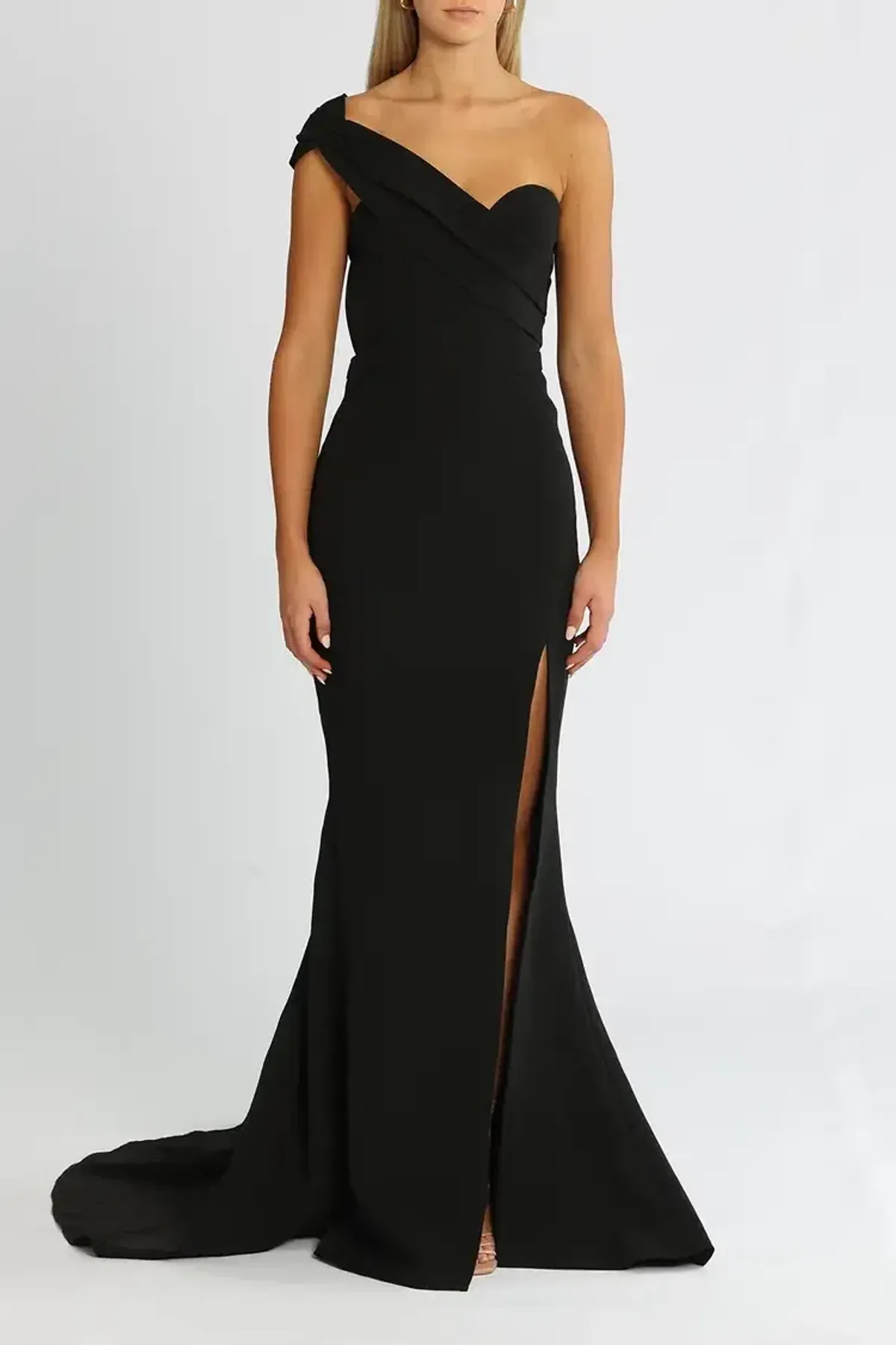 Elle Zeitoune One Sided Off Shoulder Gown in Black Size 6 - Image 1