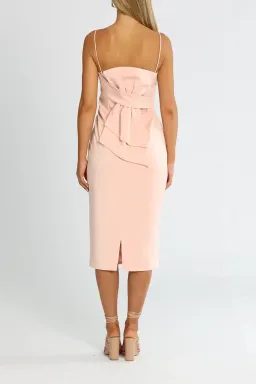 Elle Zeitoune Satin Midi Dress With Large Bow in Pastel Pink Size 12 for rent on The Volte - image 3