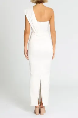 Elle Zeitoune Structured One Shoulder Midi Dress in White Size 8 for rent on The Volte - image 3