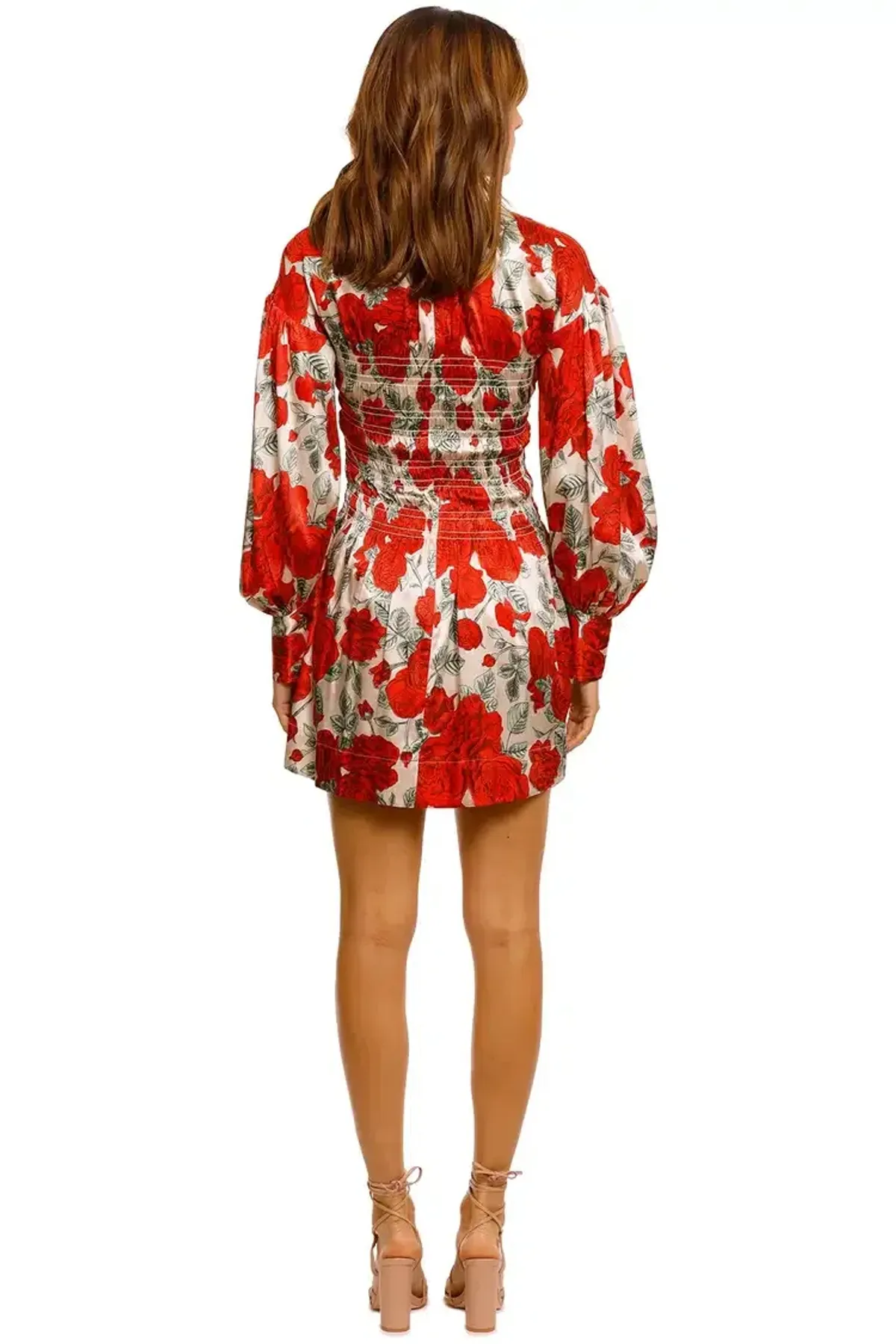 Ganni Brazilian Sand Silk Satin Mini Dress Floral Size 6 - Image 3