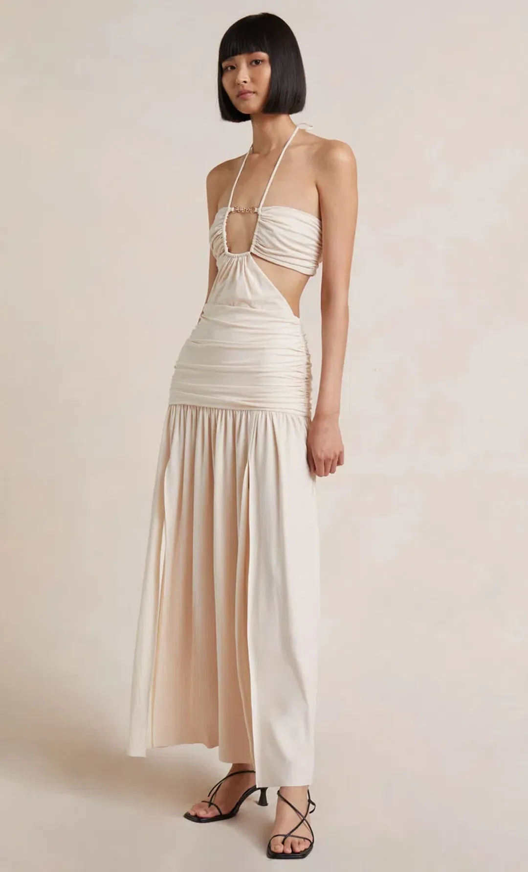 Bec & Bridge Adaline Cut Out Maxi Dress Cream Size 6 for rent on The Volte - main image