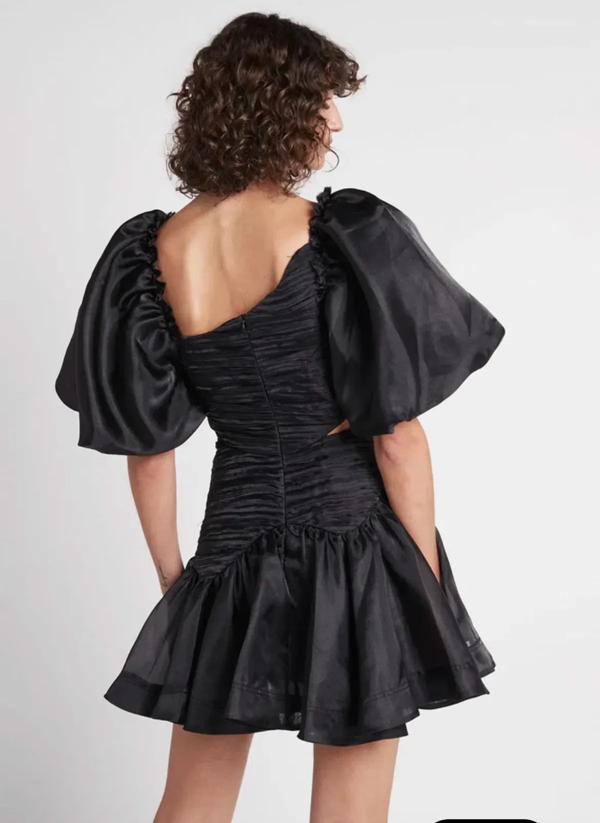 Aje Joan Puff Sleeve Mini Dress in Black - Size 8 - Image 3