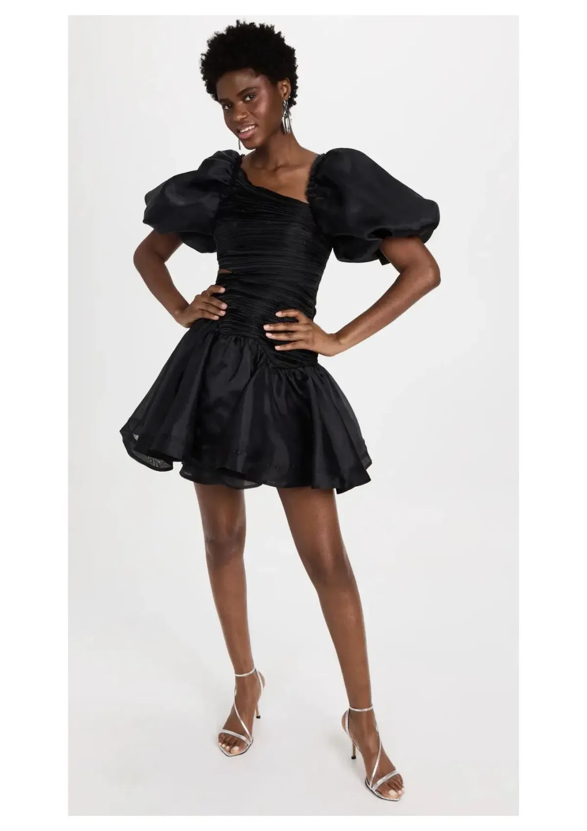 Aje Joan Puff Sleeve Mini Dress in Black - Size 8 - Image 1