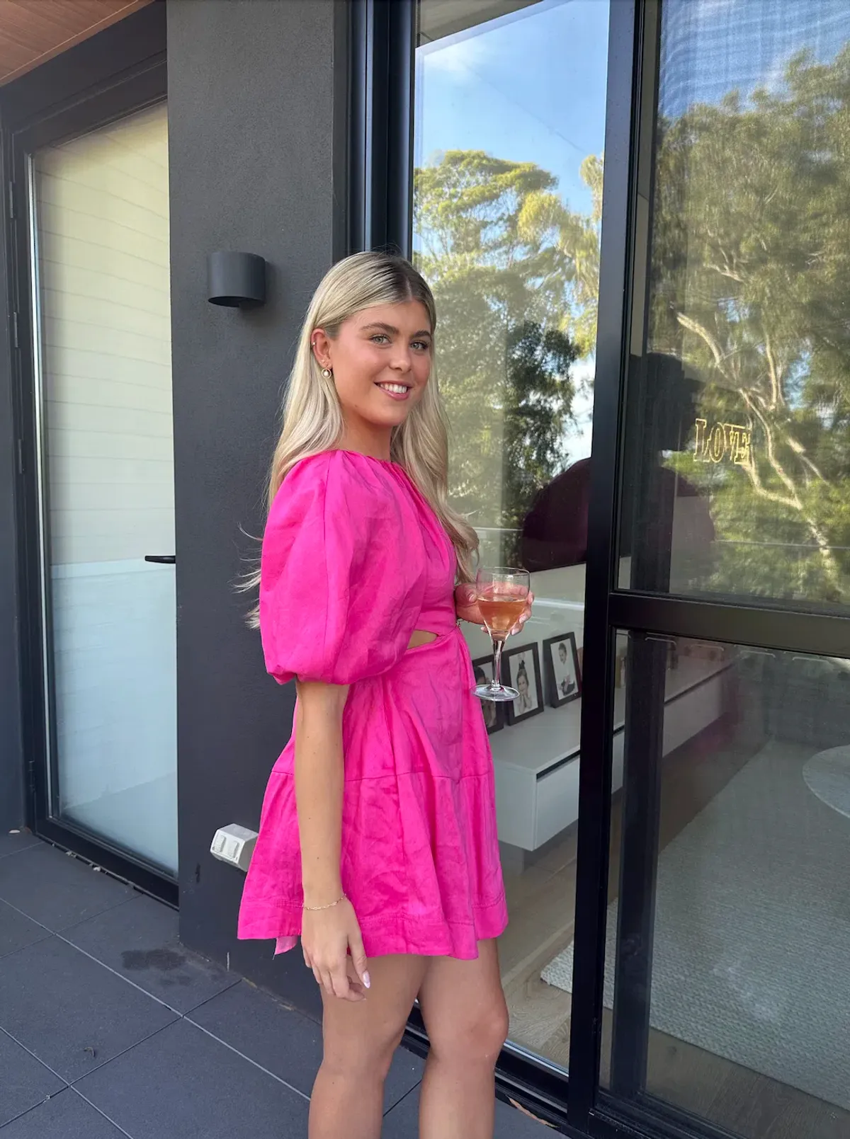 Aje Admiration Lace-Up Mini Dress in Pink - Size 6 - Image 3