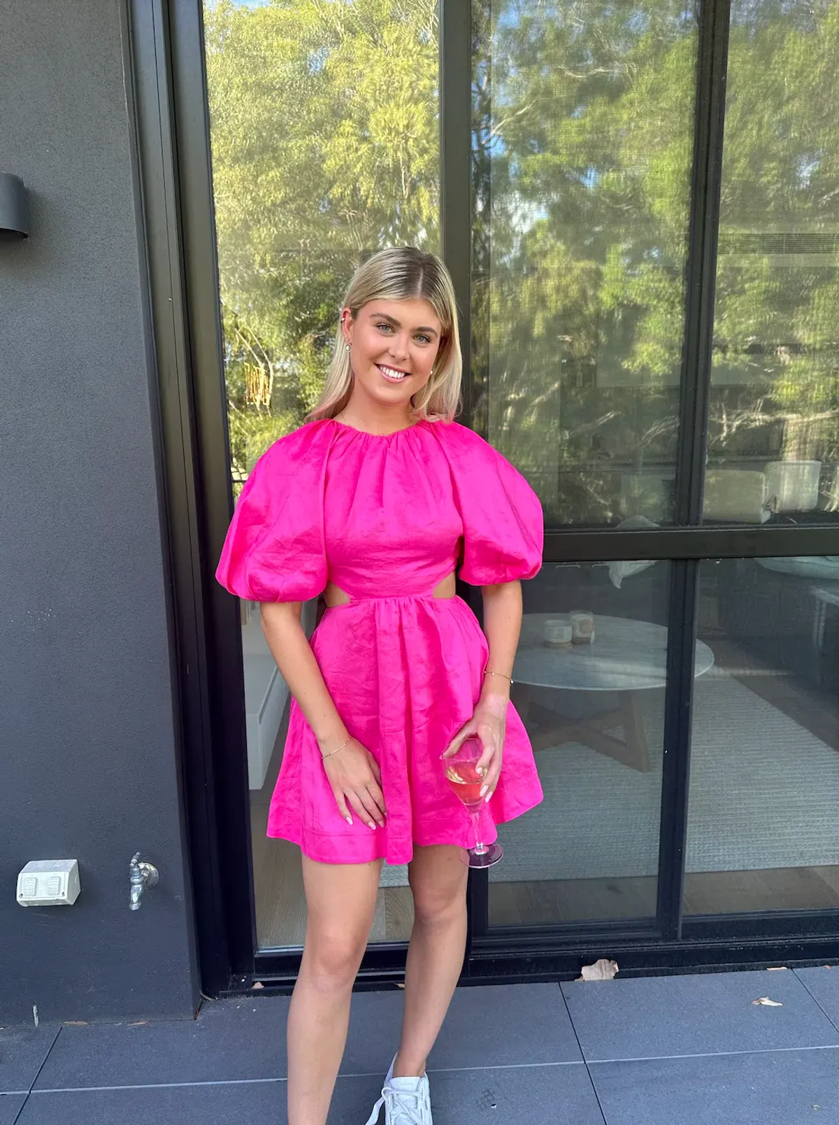 Aje Admiration Lace-Up Mini Dress in Pink - Size 6 - Image 1