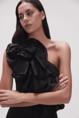 Aje Adelia Ruffle Midi Dress Black Size 16 for rent on The Volte - image 3