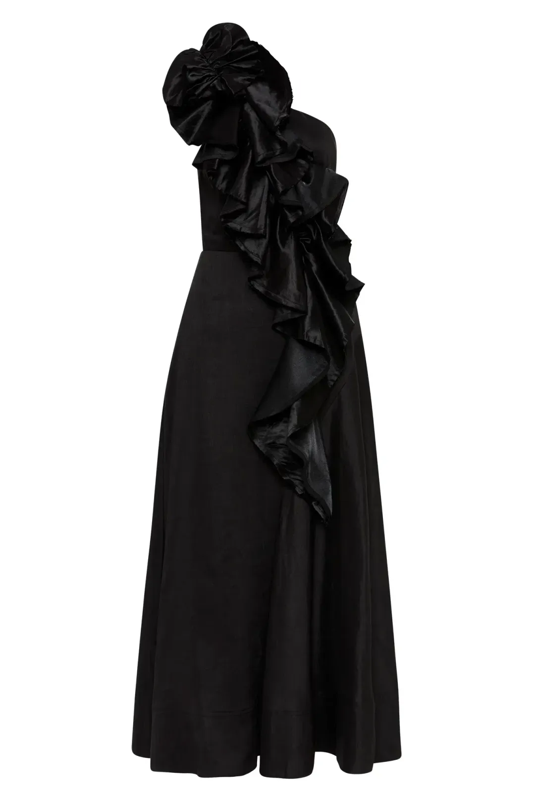 Aje Adelia Ruffle Midi Dress Black Size 16 for rent on The Volte - main image
