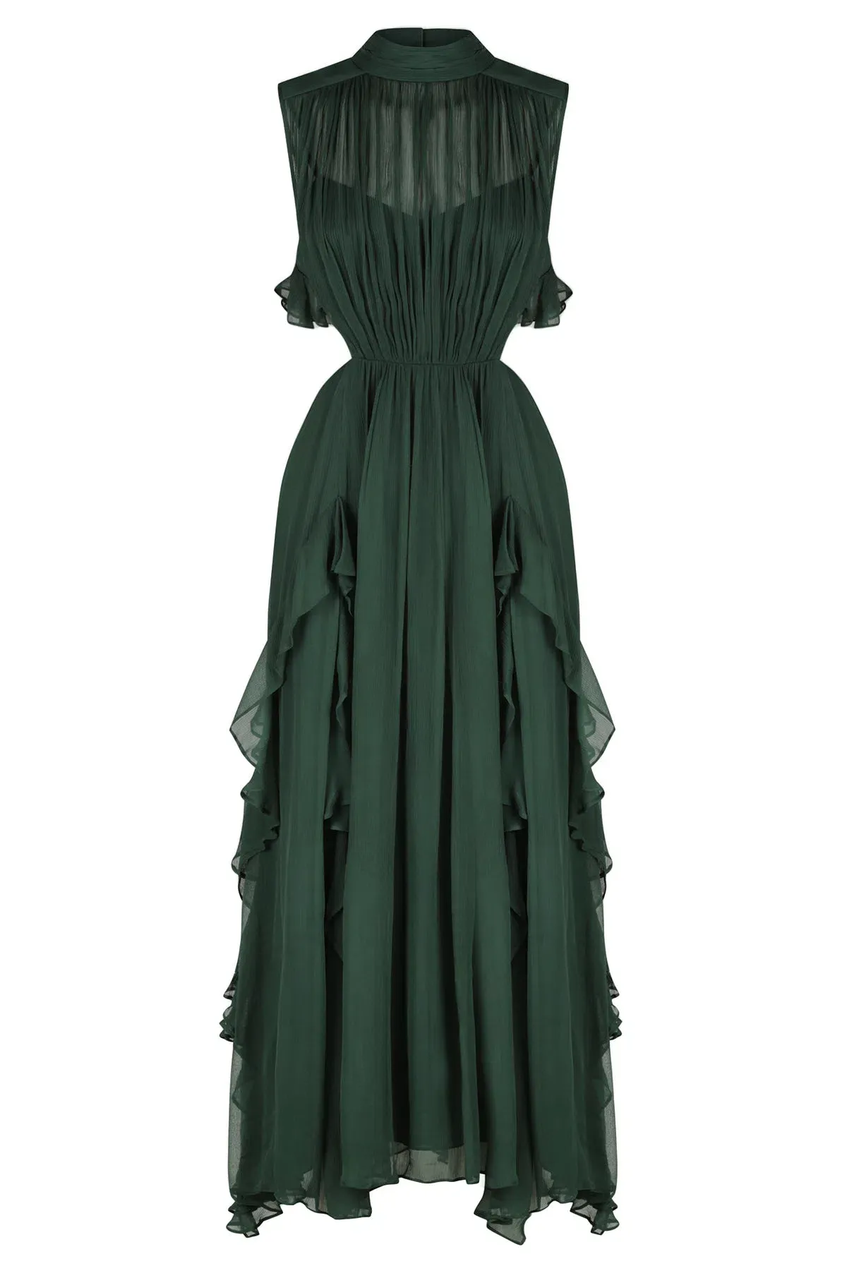 Shona Joy Leonie Backless Frill Maxi Dress Rosemary Green Size 6 - Image 4