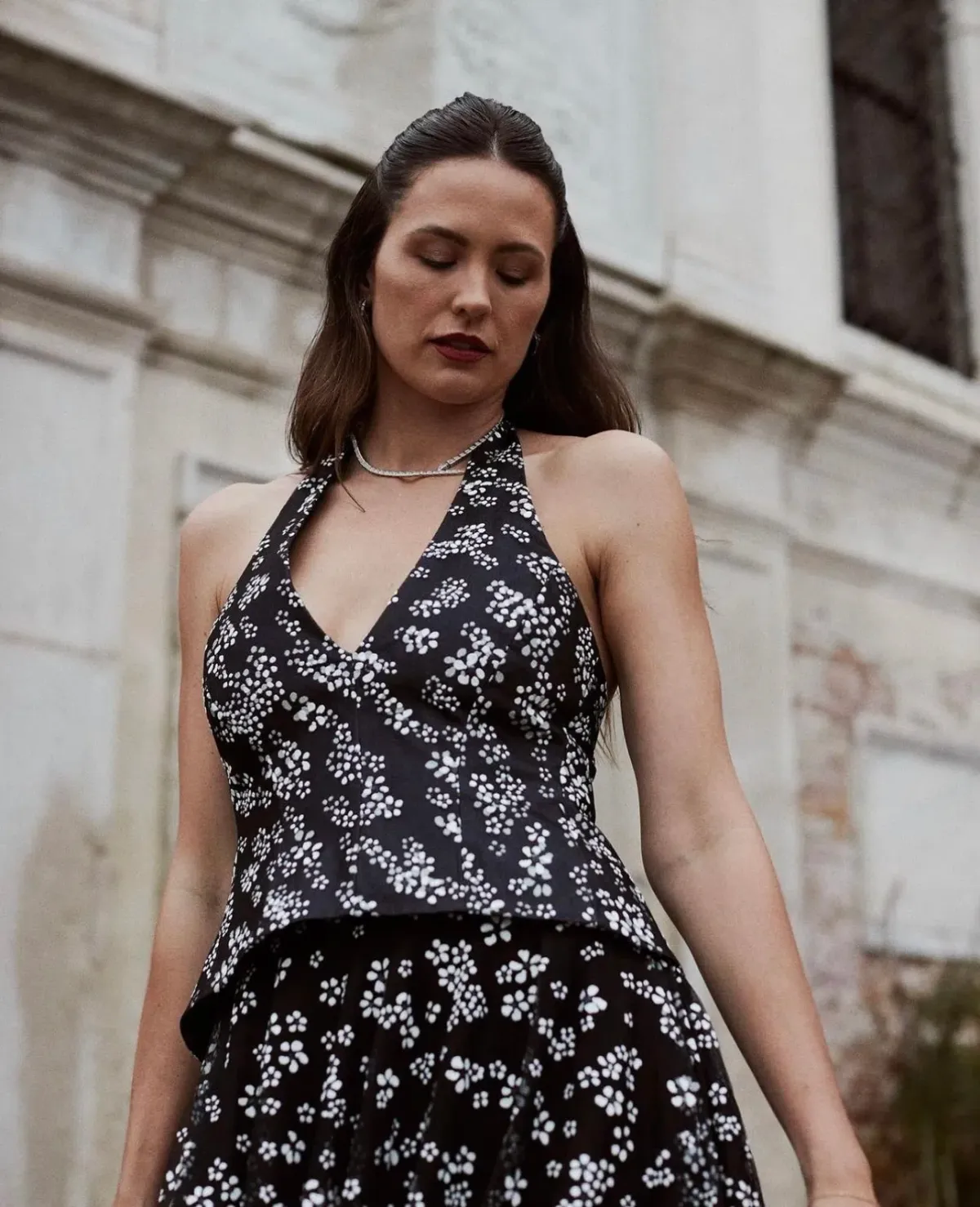 Scanlan Theodore Floral Tulle Halter Top and Skirt Set Black Size 8 - Image 2