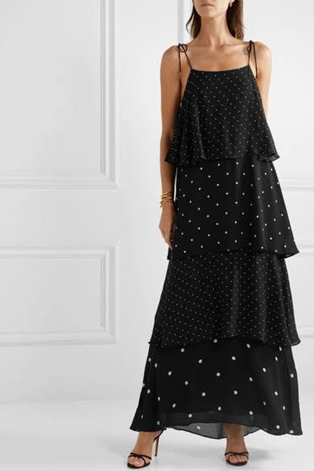 Anine Bing Polka Dot Tiered Dress Black Size 6 for rent on The Volte - main image