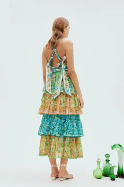 Alemais Dreamer Halter Tier Midi Dress Multi Size 6 for rent on The Volte - image 2