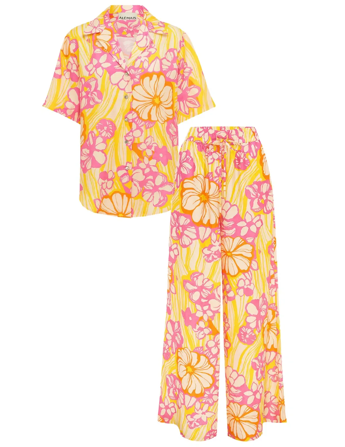 Alemais Fenella Silk-Twill Shirt and Pant Set Floral Size 8 - Image 3