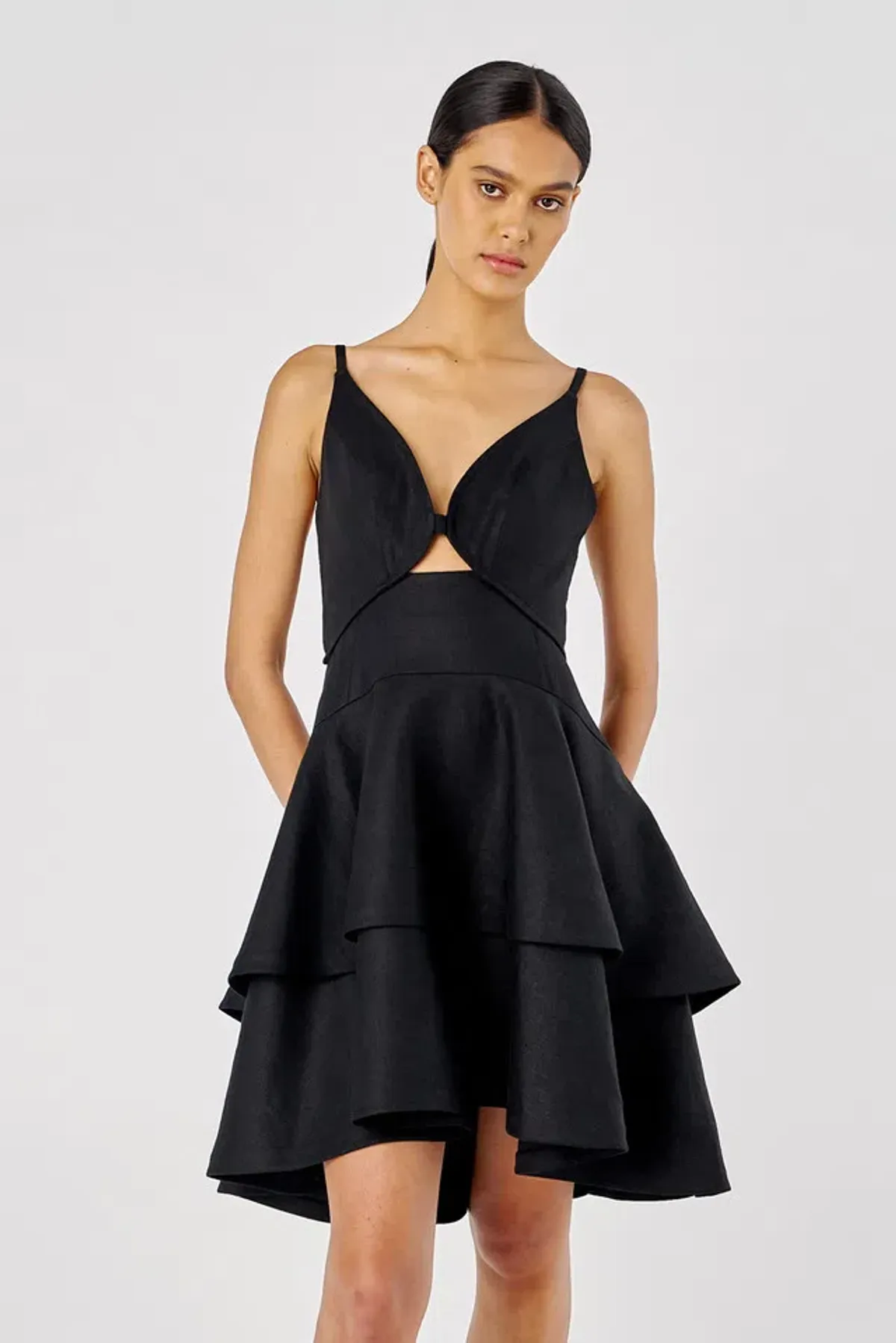 Oroton Tiered Bodice Dress Black Size 8 - Image 4