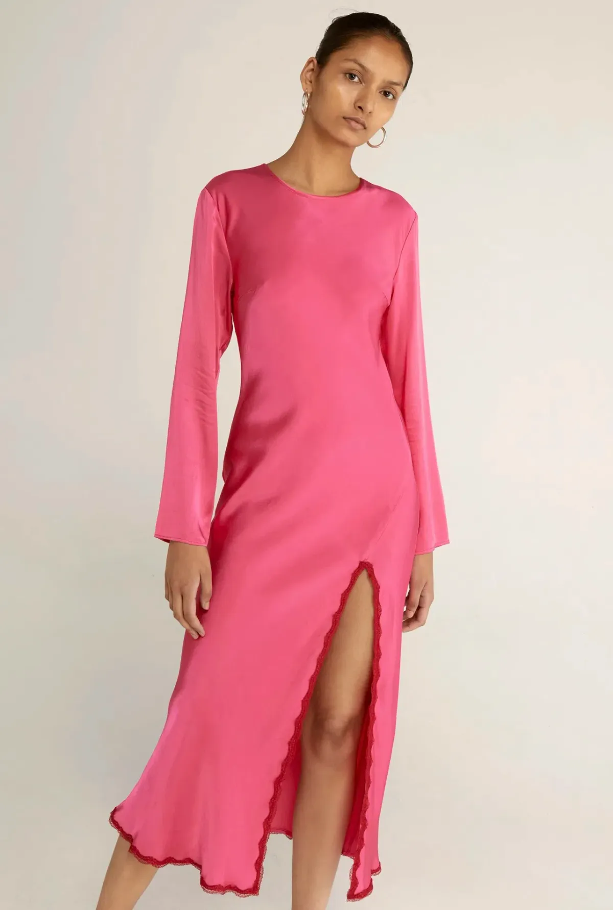 Third Form Last Dance Long Sleeve Bias Maxi Dress in Magenta Size 8 - Image 2