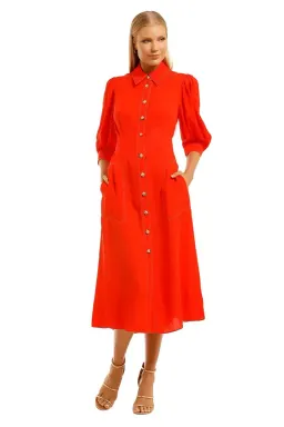 Ginger & Smart Memoir Shirt Dress in Tango Red Size 8 for rent on The Volte - image 4