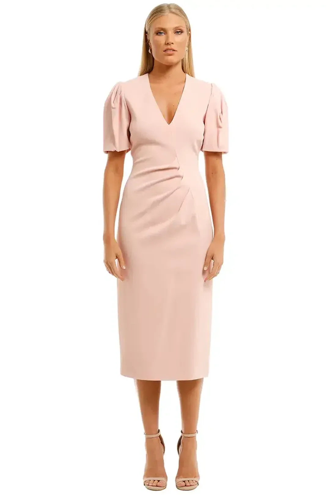 Ginger & Smart Vortex Midi Dress in Blush Pink Size 12 for rent on The Volte - main image