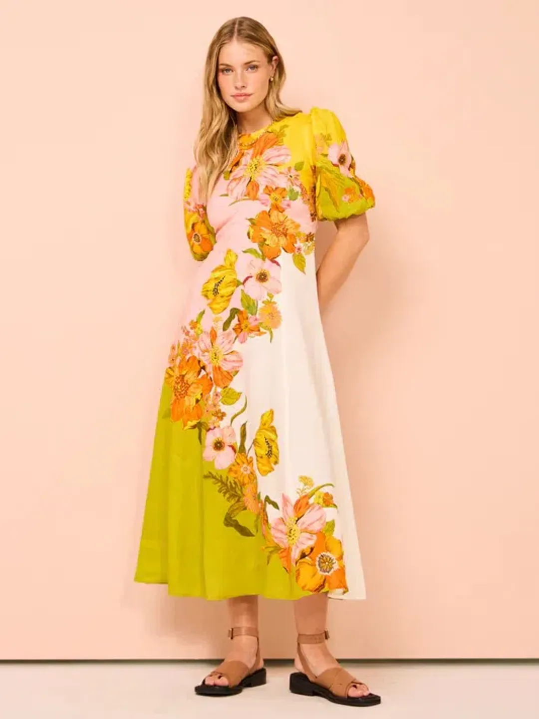 Alemais Silas Midi Dress In Multi Floral Size 16 for rent on The Volte - main image
