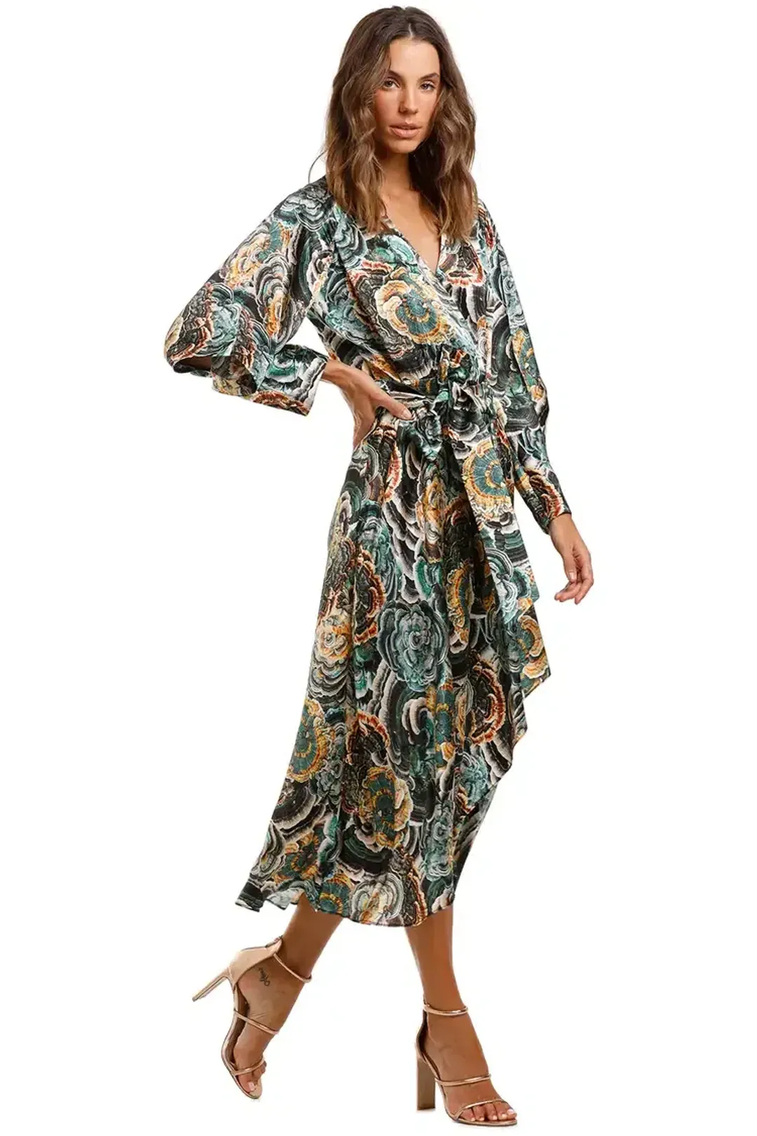 Ginger & Smart Underworld Wrap Midi Dress Floral Size 10 for rent on The Volte - main image