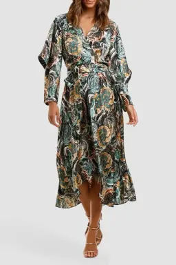 Ginger & Smart Underworld Wrap Midi Dress Floral Size 12 for rent on The Volte - image 1