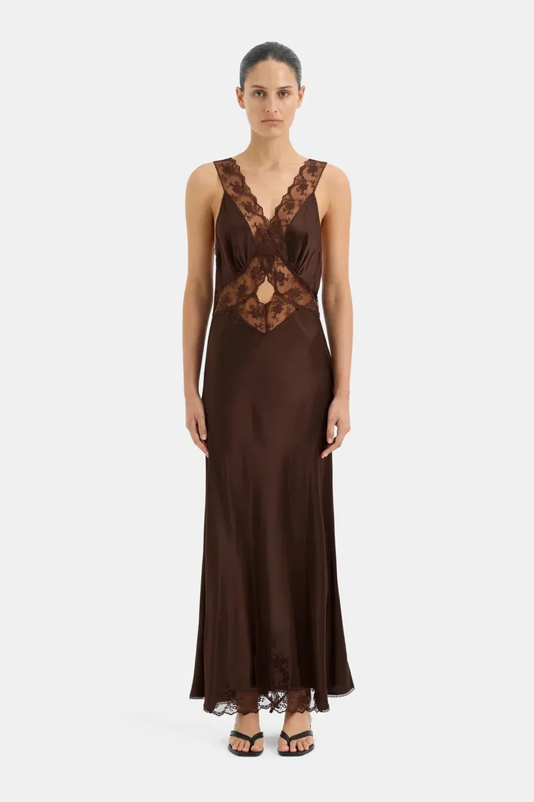 Sir the Label Aries Cut Out Gown Chocolate Brown Size 10/M for rent on The Volte - main image