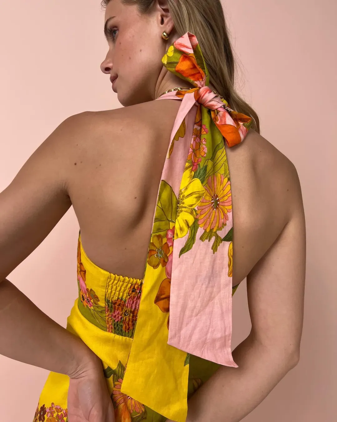 Alemais Silas Halter Mini Dress Floral Multi Size 8 for rent on The Volte - main image