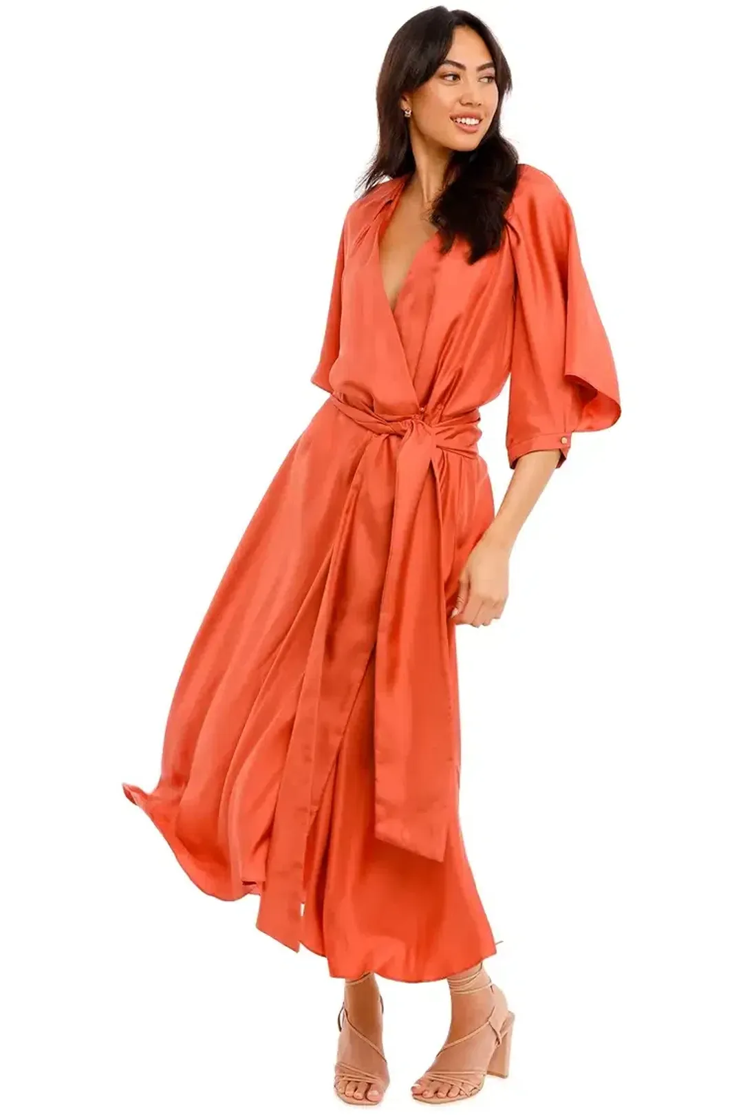 Ginger and Smart Blush Wrap Dress in Sunset Pink Size 10 for rent on The Volte - main image