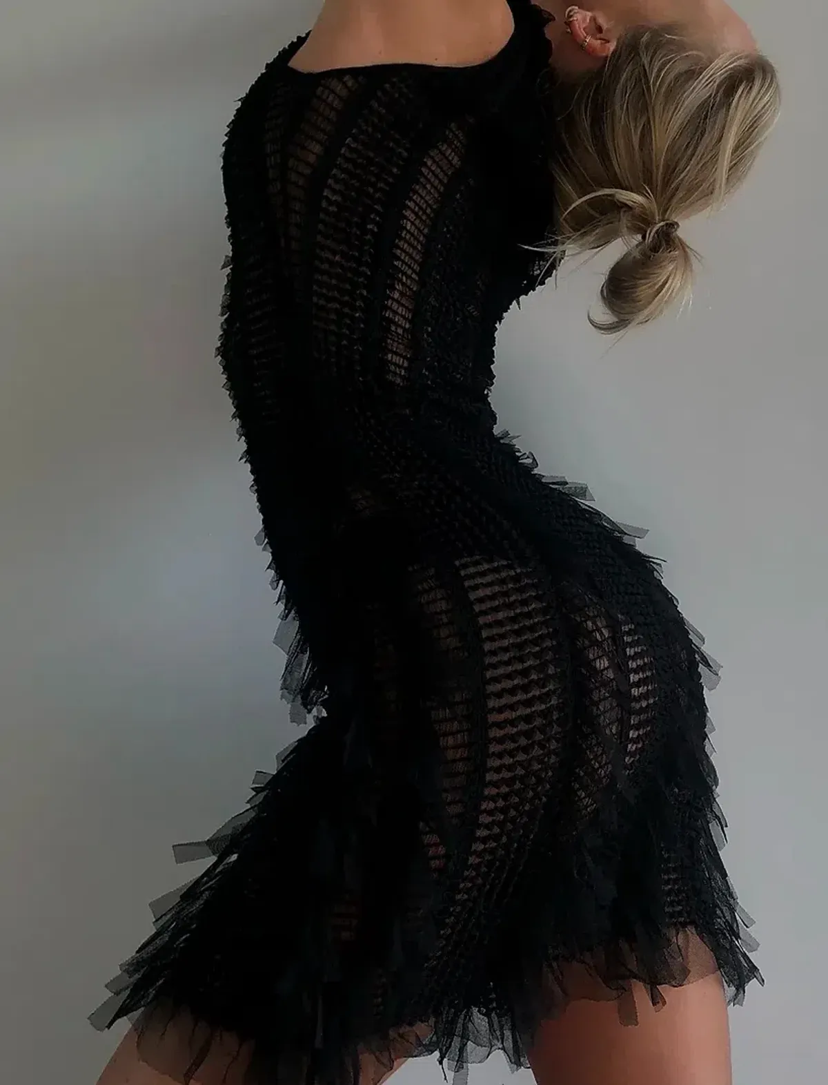 Roberta Einer Angel Sheer Mini Dress Black Size 6 - Image 2