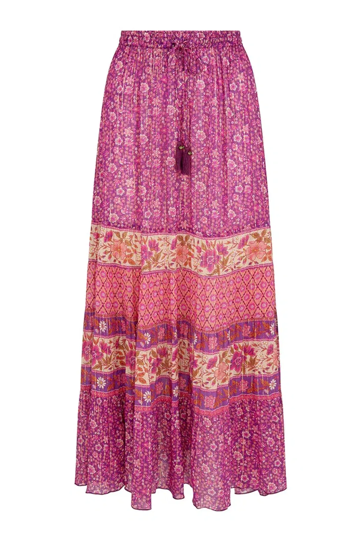 Spell And The Gypsy Sienna Cropped Blouse And Skirt Set Fuchsia Size M/Au 10 - Image 5