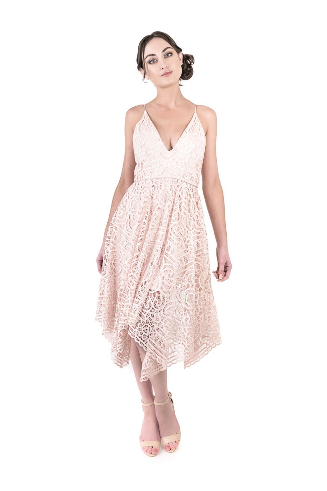 Nicholas Pink Floral Lace Ball Dress size 10 for rent on The Volte - main image