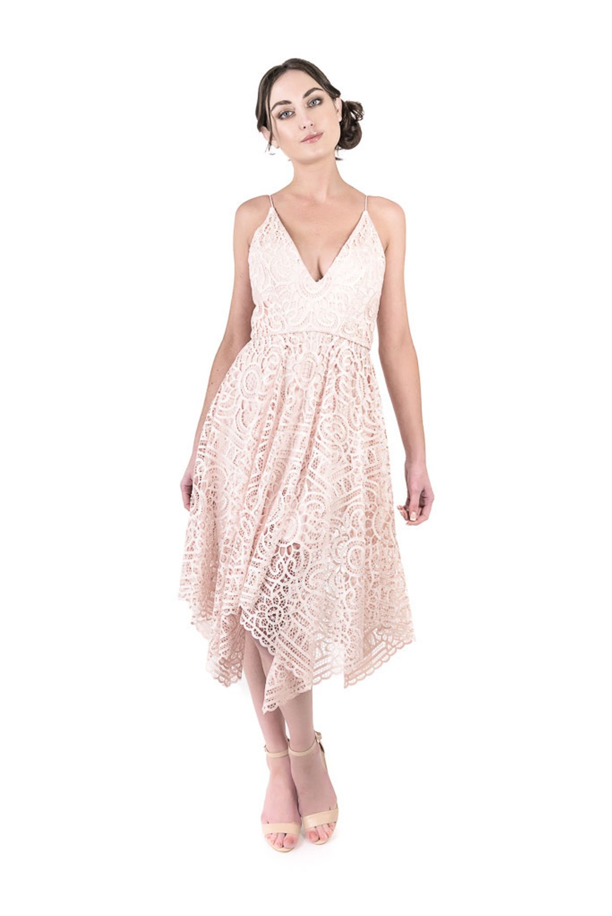 Nicholas Pink Floral Lace Ball Dress size 10 for rent on The Volte - main image