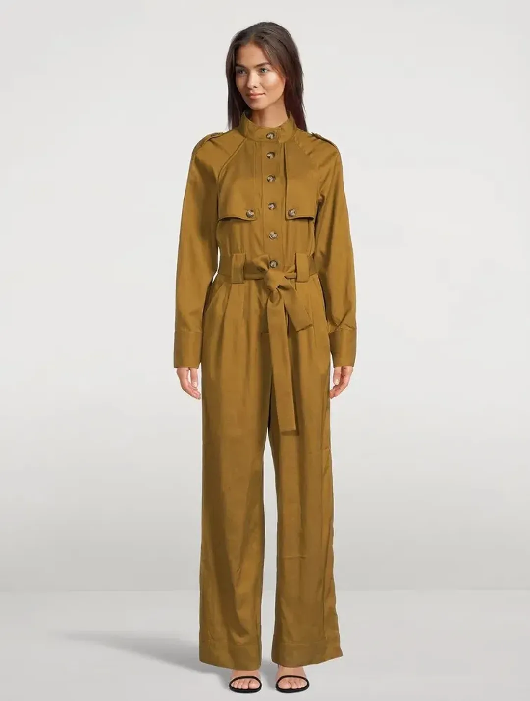 Shona Joy Sara High Neck Boiler Suit Tapenade Size 14 for rent on The Volte - main image